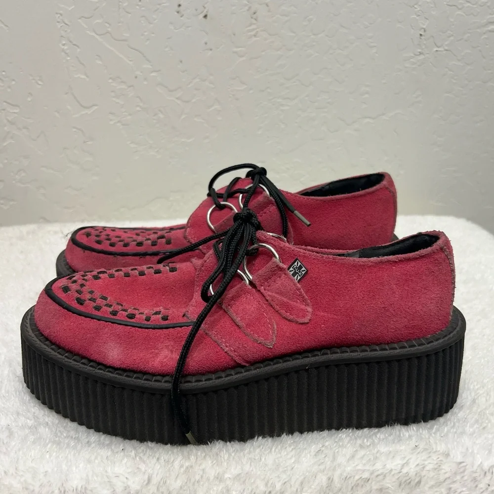 TUK Suede Mondo Creeper Unisex Pink Black Platform Size 6 women’s
